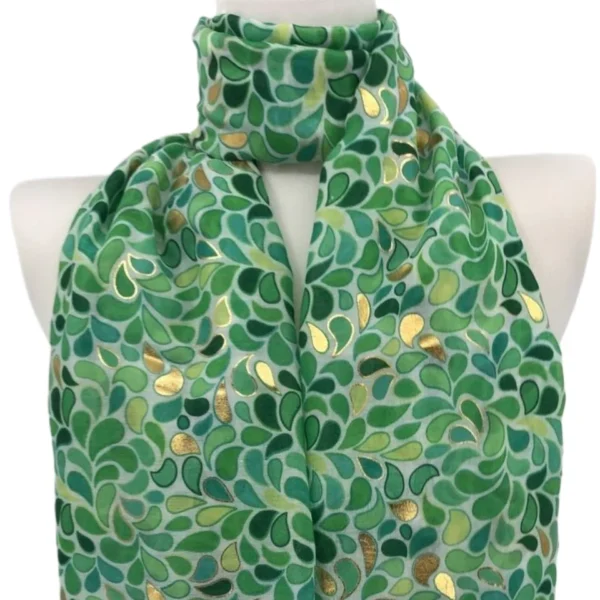 Y516- Foulard Gouttes détails dorés - vert-emeraude - sans-taille