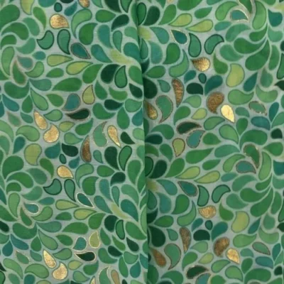 Y516- Foulard Gouttes détails dorés - vert-emeraude - sans-taille