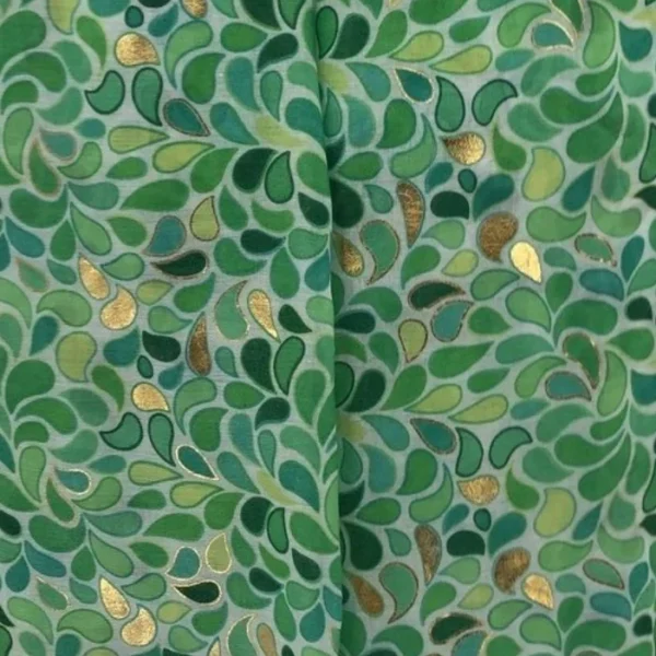 Y516- Foulard Gouttes détails dorés - vert-emeraude - sans-taille