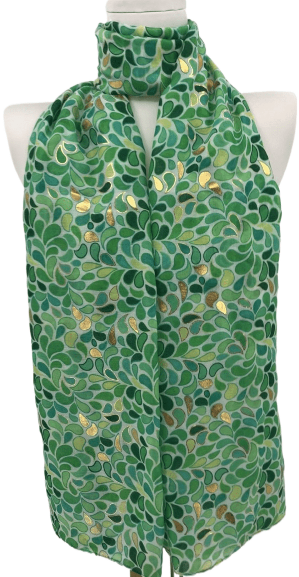 Y516- Foulard Gouttes détails dorés - vert-emeraude - sans-taille