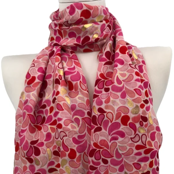 Y516- Foulard Gouttes détails dorés - rose-pale - sans-taille