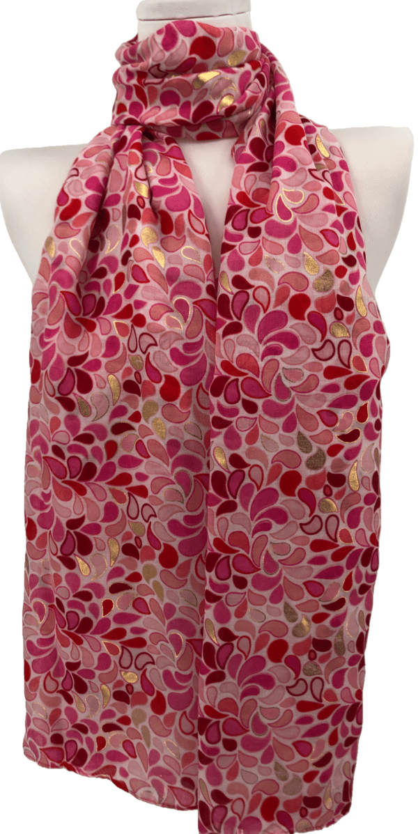 Y516- Foulard Gouttes détails dorés - rose-pale - sans-taille
