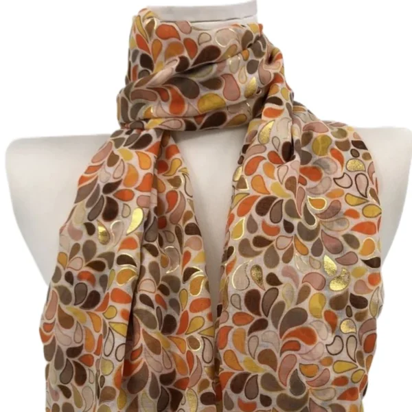Y516- Foulard Gouttes détails dorés - orange - sans-taille