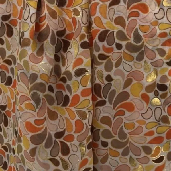 Y516- Foulard Gouttes détails dorés - orange - sans-taille