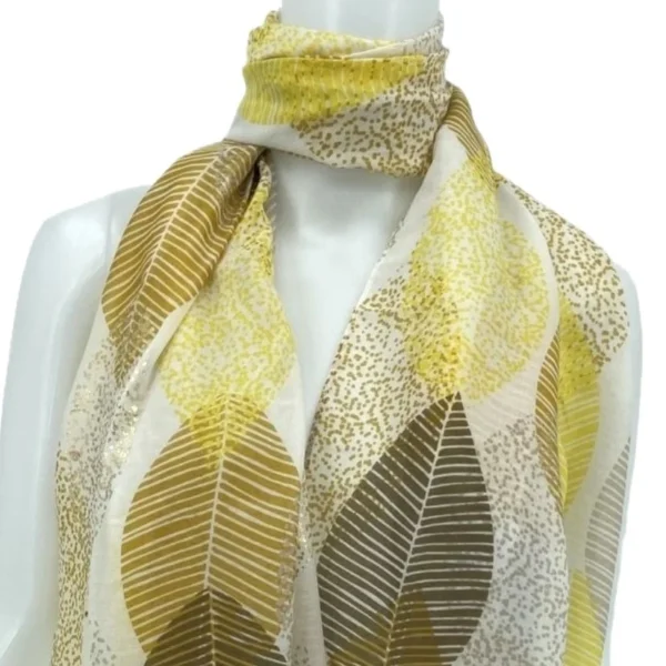 Y527- Foulard Grandes Feuilles doré - jaune - sans-taille