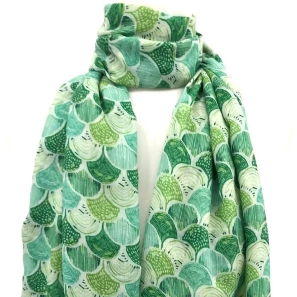 Y529- Foulard motif éventail - vert-celadon - sans-taille