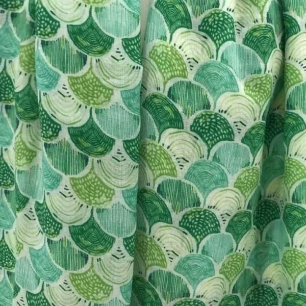 Y529- Foulard motif éventail - vert-celadon - sans-taille