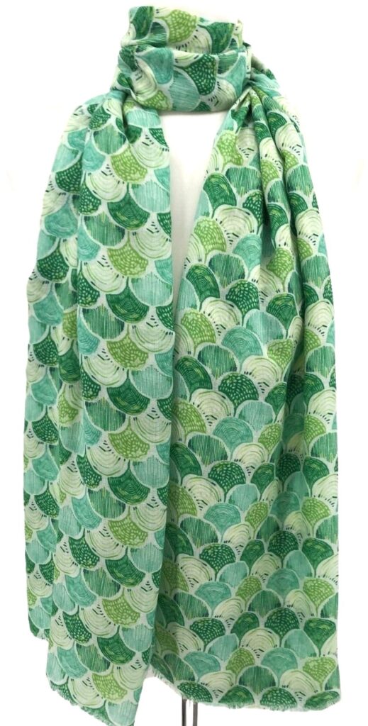 Y529- Foulard motif éventail - vert-celadon - sans-taille