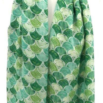 Y529- Foulard motif éventail - vert-celadon - sans-taille