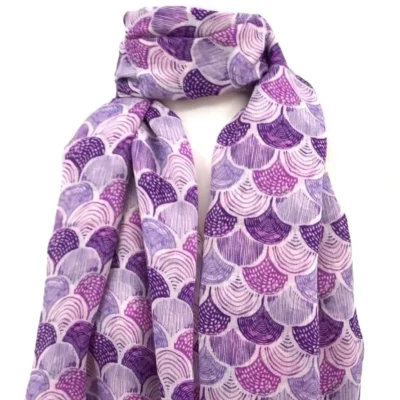 Y529- Foulard motif éventail - violet - sans-taille