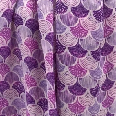 Y529- Foulard motif éventail - violet - sans-taille