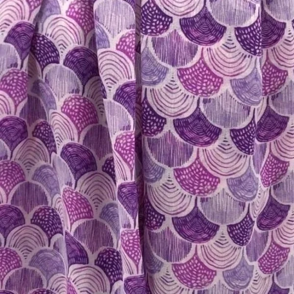 Y529- Foulard motif éventail - violet - sans-taille
