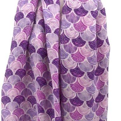 Y529- Foulard motif éventail - violet - sans-taille