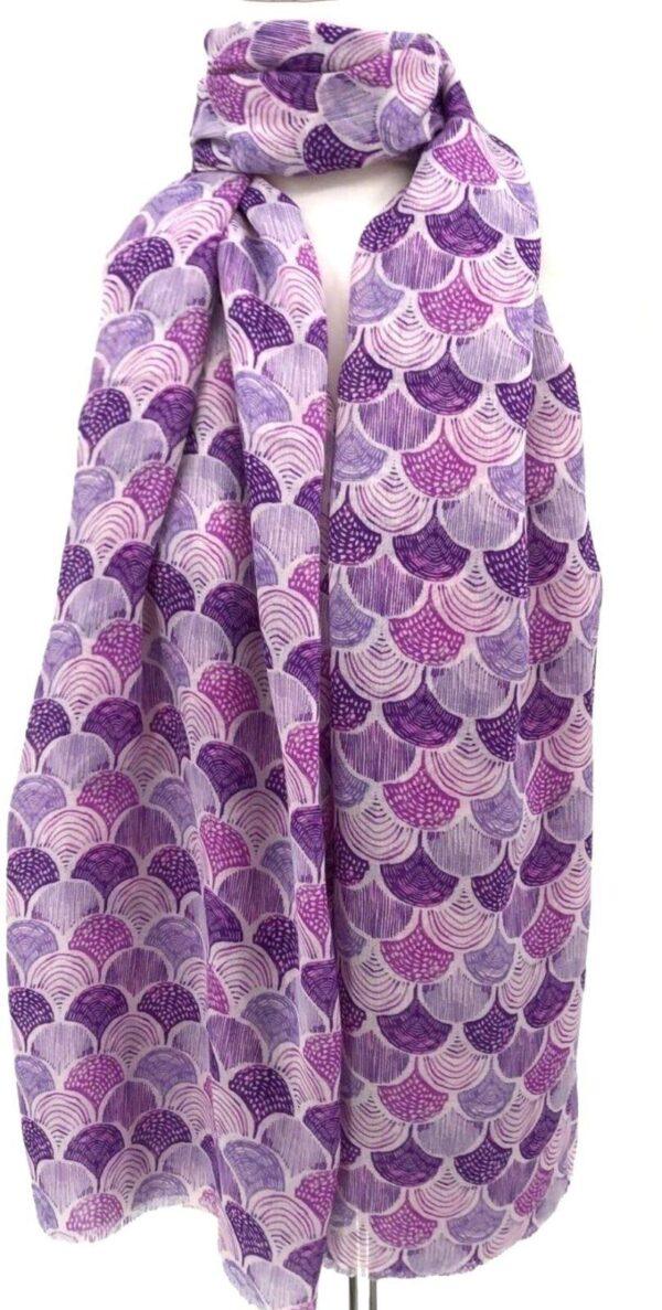 Y529- Foulard motif éventail - violet - sans-taille