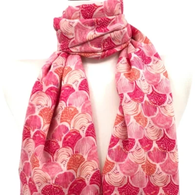 Y529- Foulard motif éventail - rose-bebe - sans-taille