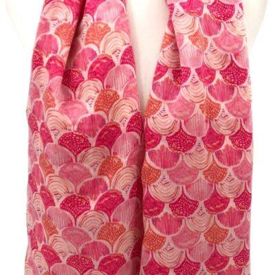Y529- Foulard motif éventail - rose-bebe - sans-taille