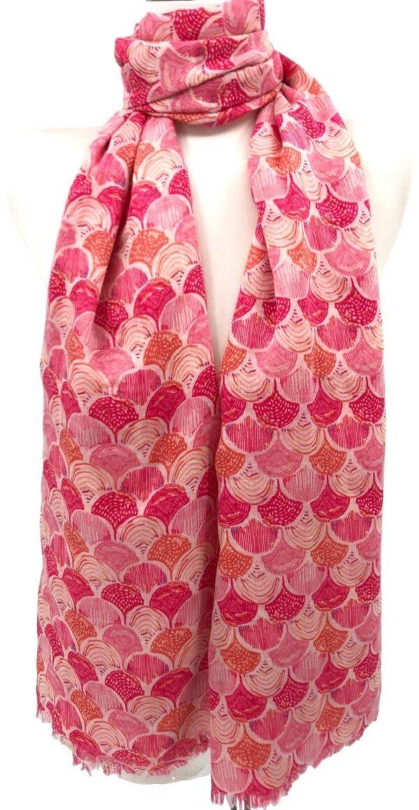 Y529- Foulard motif éventail - rose-bebe - sans-taille