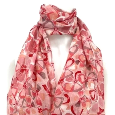 Y530- Foulard Fleurs à détails dorés - rose-pale - sans-taille