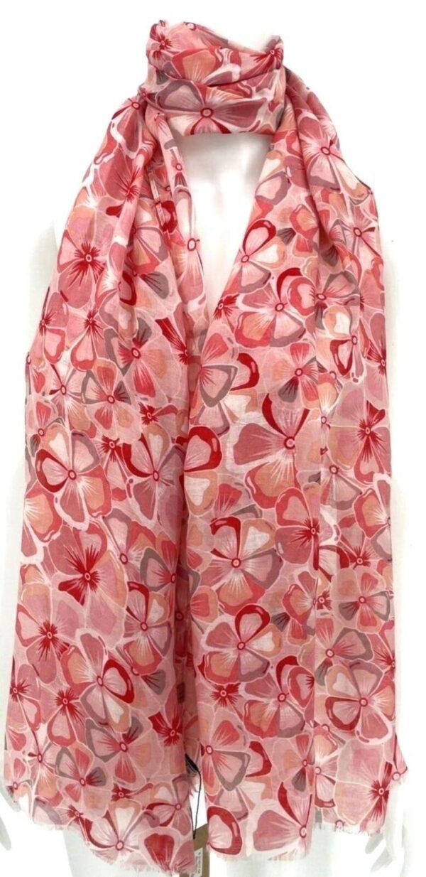 Y530- Foulard Fleurs à détails dorés - rose-pale - sans-taille