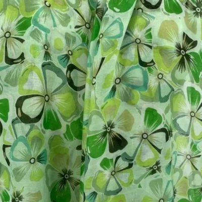 Y530- Foulard Fleurs à détails dorés - vert-anis - sans-taille