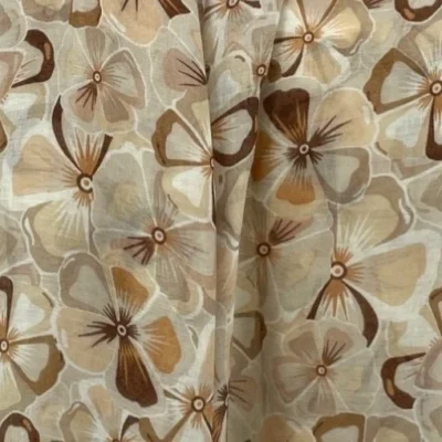 Y530- Foulard Fleurs à détails dorés - taupe - sans-taille