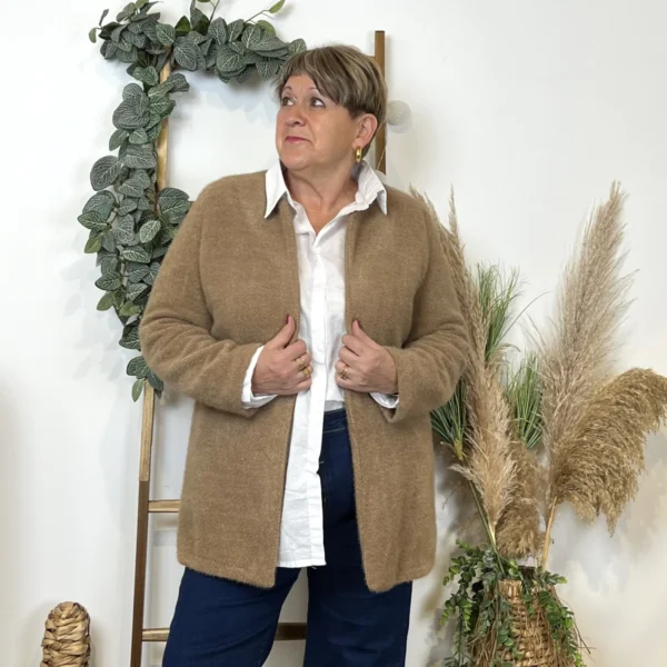 K594- Veste d'interieur ouverte 🇮🇹 - camel - taille-unique-grande-taille