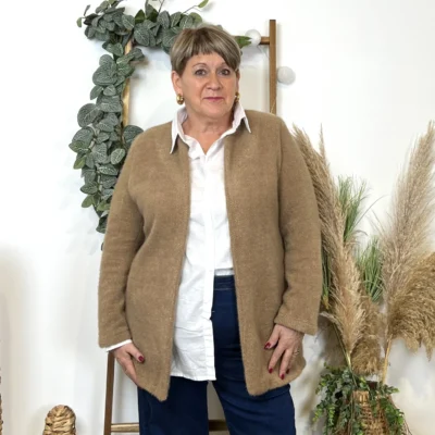 K594- Veste d'interieur ouverte 🇮🇹 - camel - taille-unique-grande-taille