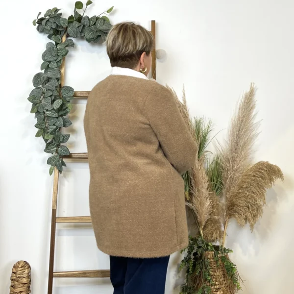 K594- Veste d'interieur ouverte 🇮🇹 - camel - taille-unique-grande-taille