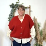 Gilet femme maille douce oversize col V - rouge - taille-unique-grande-taille