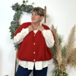 Gilet femme maille douce oversize col V - rouge - taille-unique-grande-taille
