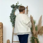 Gilet femme maille douce oversize col V - ecru - taille-unique-grande-taille