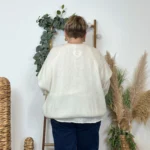 Gilet femme maille douce oversize col V - ecru - taille-unique-grande-taille