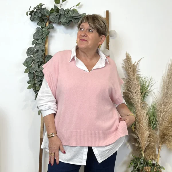 Z550.- Pull sans manche (Tu) - rose-poudre - taille-unique-grande-taille