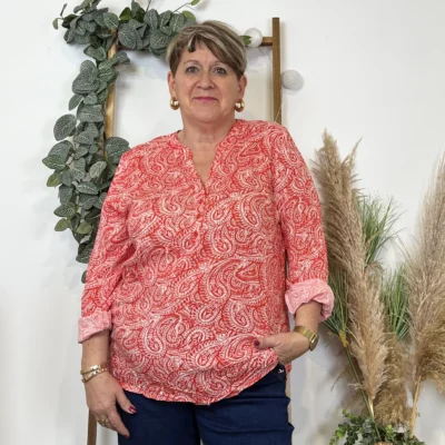 K818- Blouse «Cachemire » Christy (T44-T52) - rouge - 52