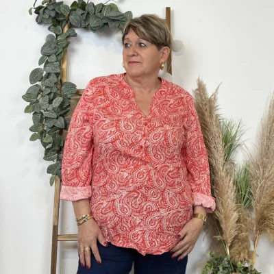 K818- Blouse «Cachemire » Christy (T44-T52) - rouge - 52