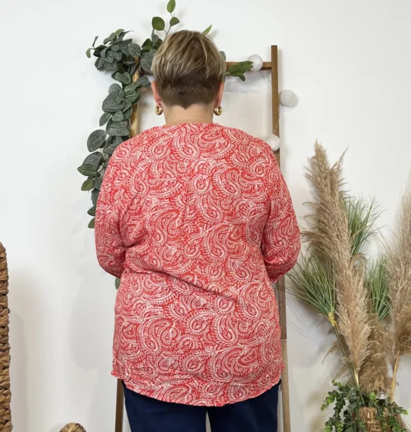 K818- Blouse «Cachemire » Christy (T44-T52) - rouge - 52