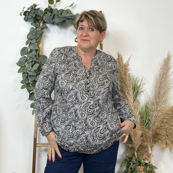 K818- Blouse «Cachemire » Christy (T44-T52) - noir - 52