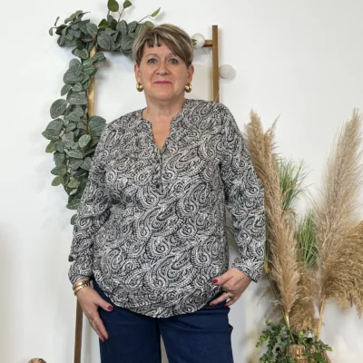 K818- Blouse «Cachemire » Christy (T44-T52) - noir - 52