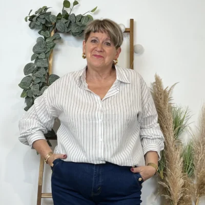 Z144- Chemise rayée Christy (T44-T52) - blanc - 52