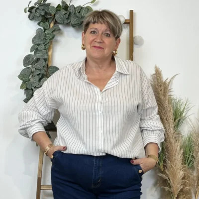 Z144- Chemise rayée Christy (T44-T52) - blanc - 52