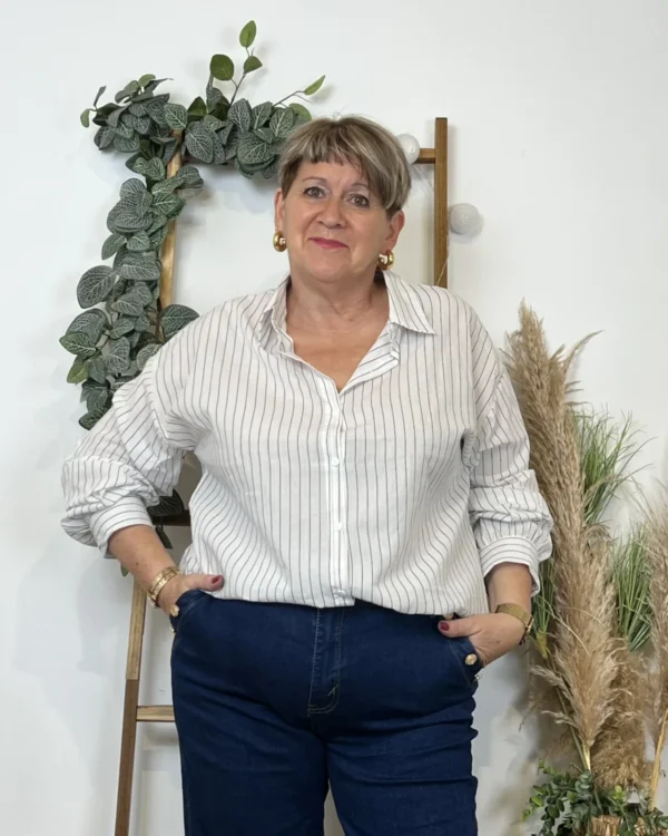 Z144- Chemise rayée Christy (T44-T52) - blanc - 52