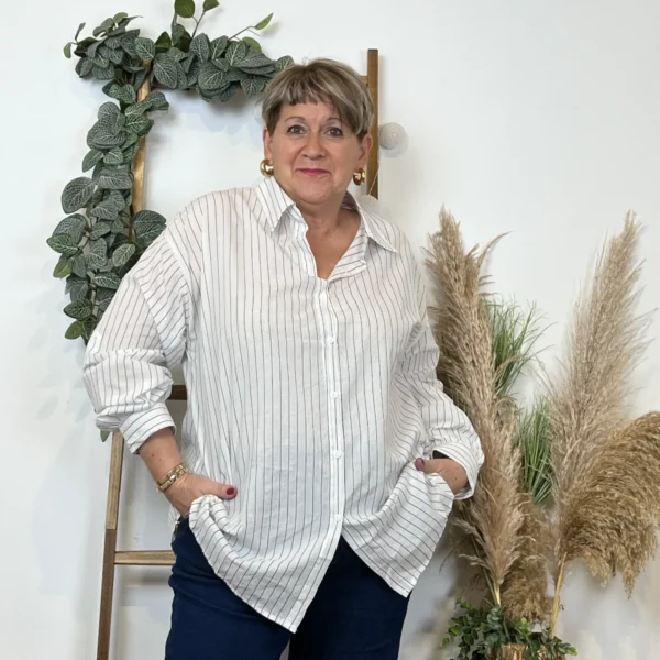 Z144- Chemise rayée Christy (T44-T52) - blanc - 52