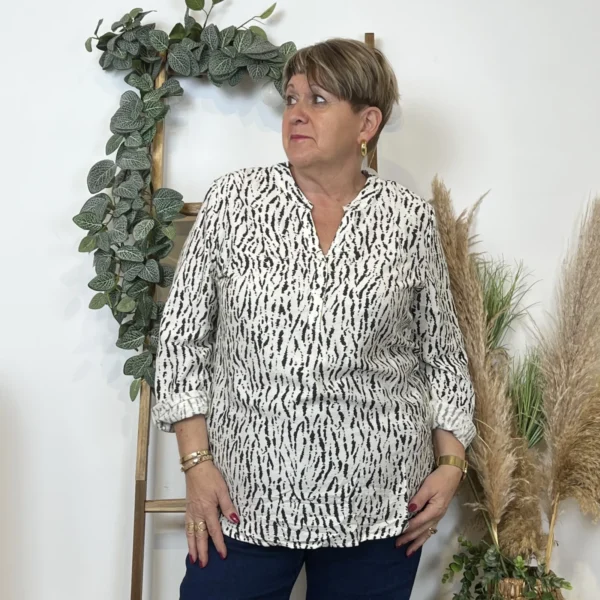 Z786- Blouse Christy marbrée (T44-T52) - blanc - 52