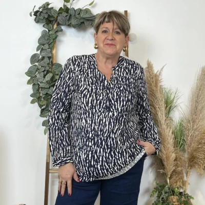 Z786- Blouse Christy marbrée (T44-T52) - marine - 52