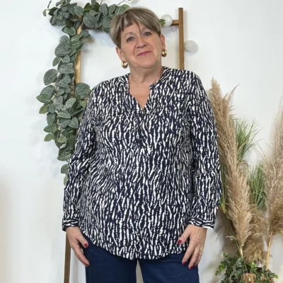 Z786- Blouse Christy marbrée (T44-T52) - marine - 52