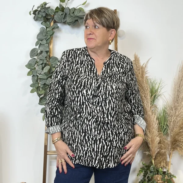 Z786- Blouse Christy marbrée (T44-T52) - noir - 52