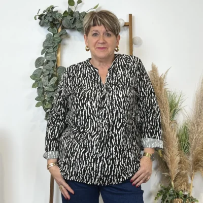 Z786- Blouse Christy marbrée (T44-T52) - noir - 52