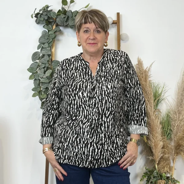 Z786- Blouse Christy marbrée (T44-T52) - noir - 52