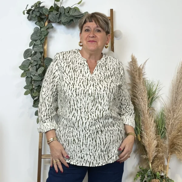 Z786- Blouse Christy marbrée (T44-T52) - kaki - 52