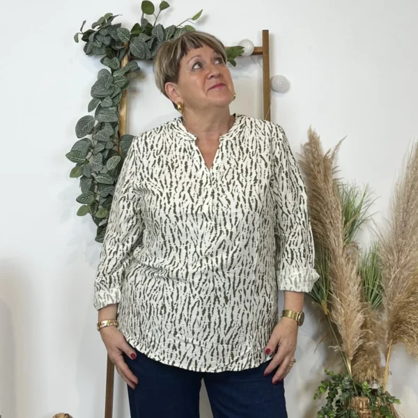 Z786- Blouse Christy marbrée (T44-T52) - kaki - 52